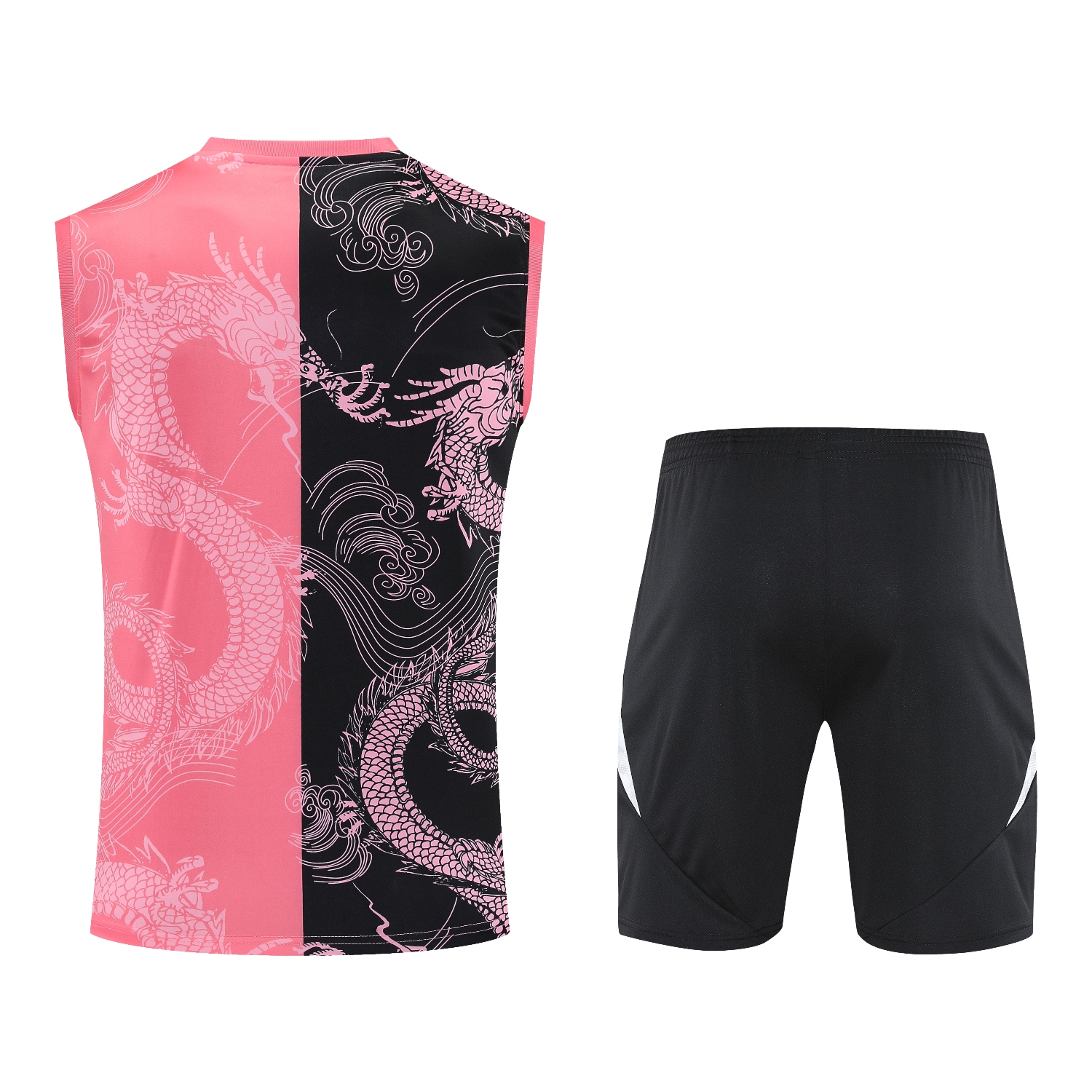 TKH-turbokithub-Real Madrid 25-26 Vest Training Set - Pink-Black Dragon Vest & Black-White Shorts
