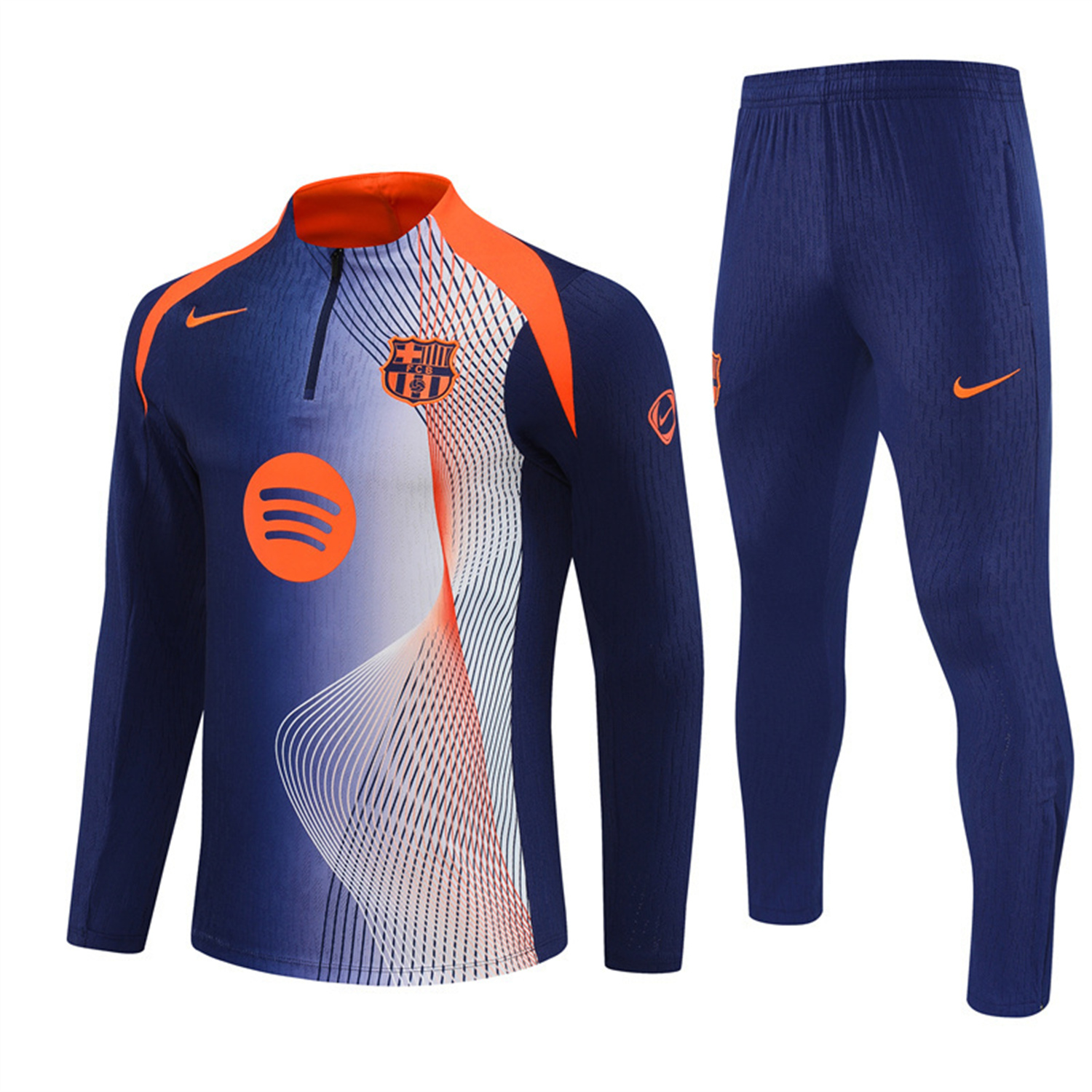 TKH-turbokithub-Barcelona 25-26 Long Sleeve Training Set - Red Blue Line Top & Blue Pants