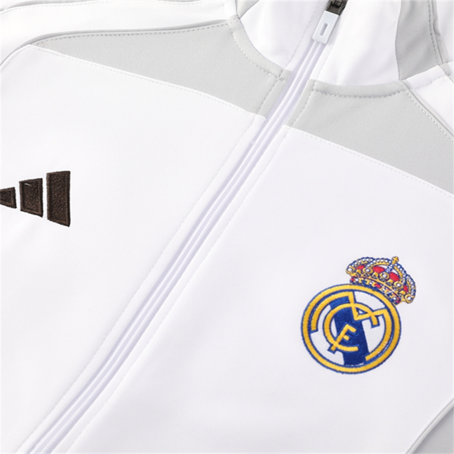 TKH-turbokithub-Real Madrid 25-26 Jacket Training Tracksuit - White Jackets & Light Grey Pants