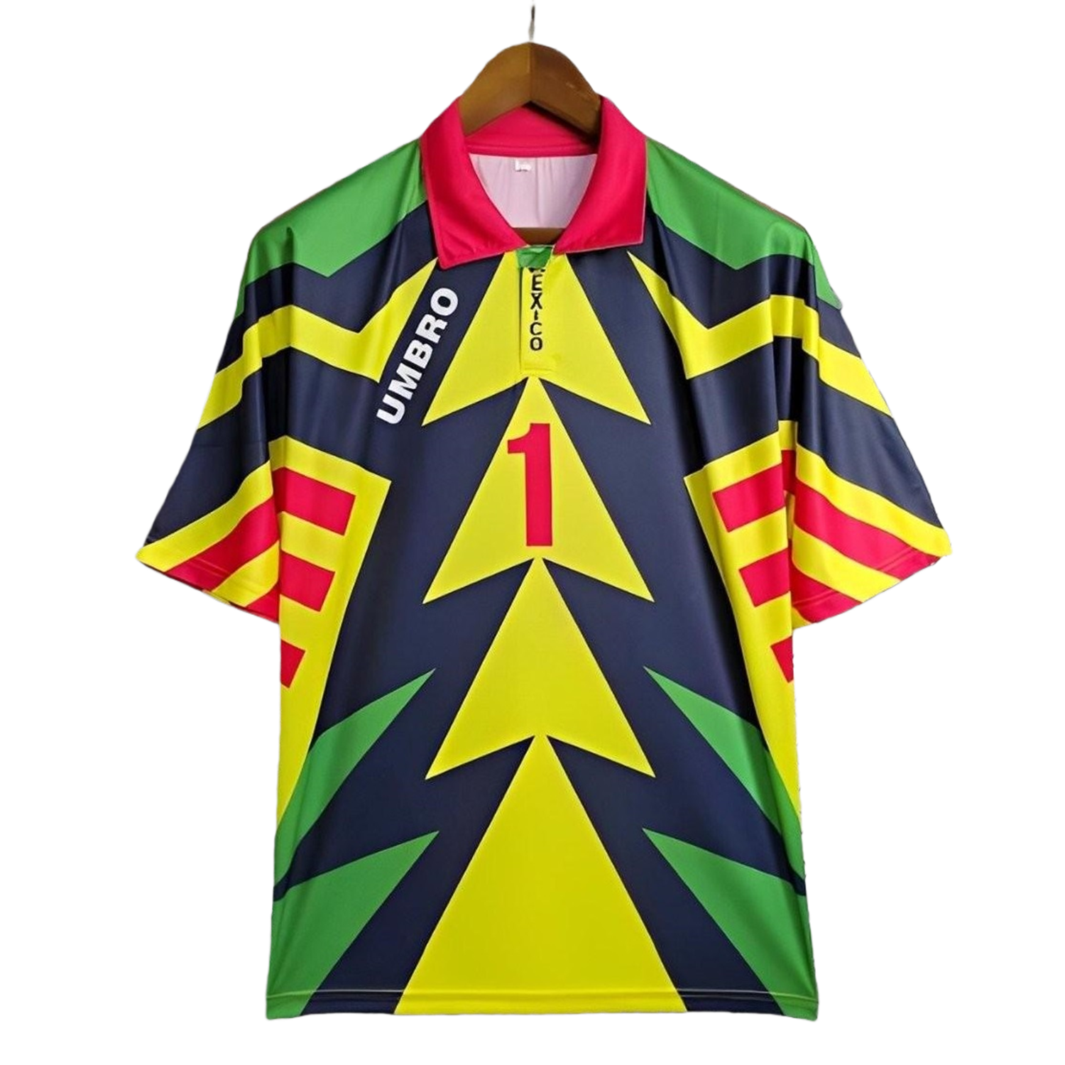 TKH-turbokithub-Retro Mexico 1994 Goalkeeper Red Yellow Jersey