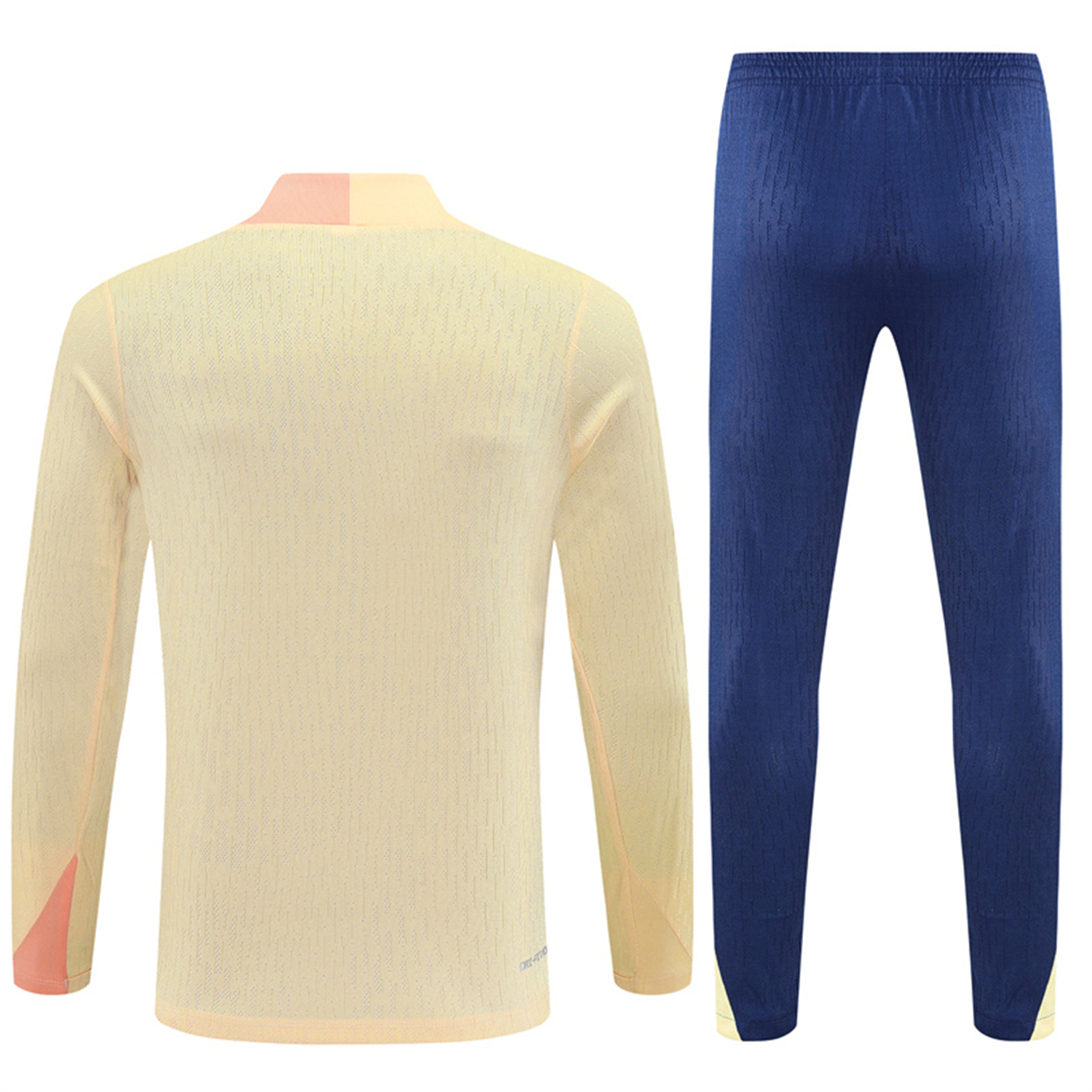 TKH-turbokithub-Barcelona 25-26 Long Sleeve Training Set - Player Version - Light Yellow Top and Blue Pants