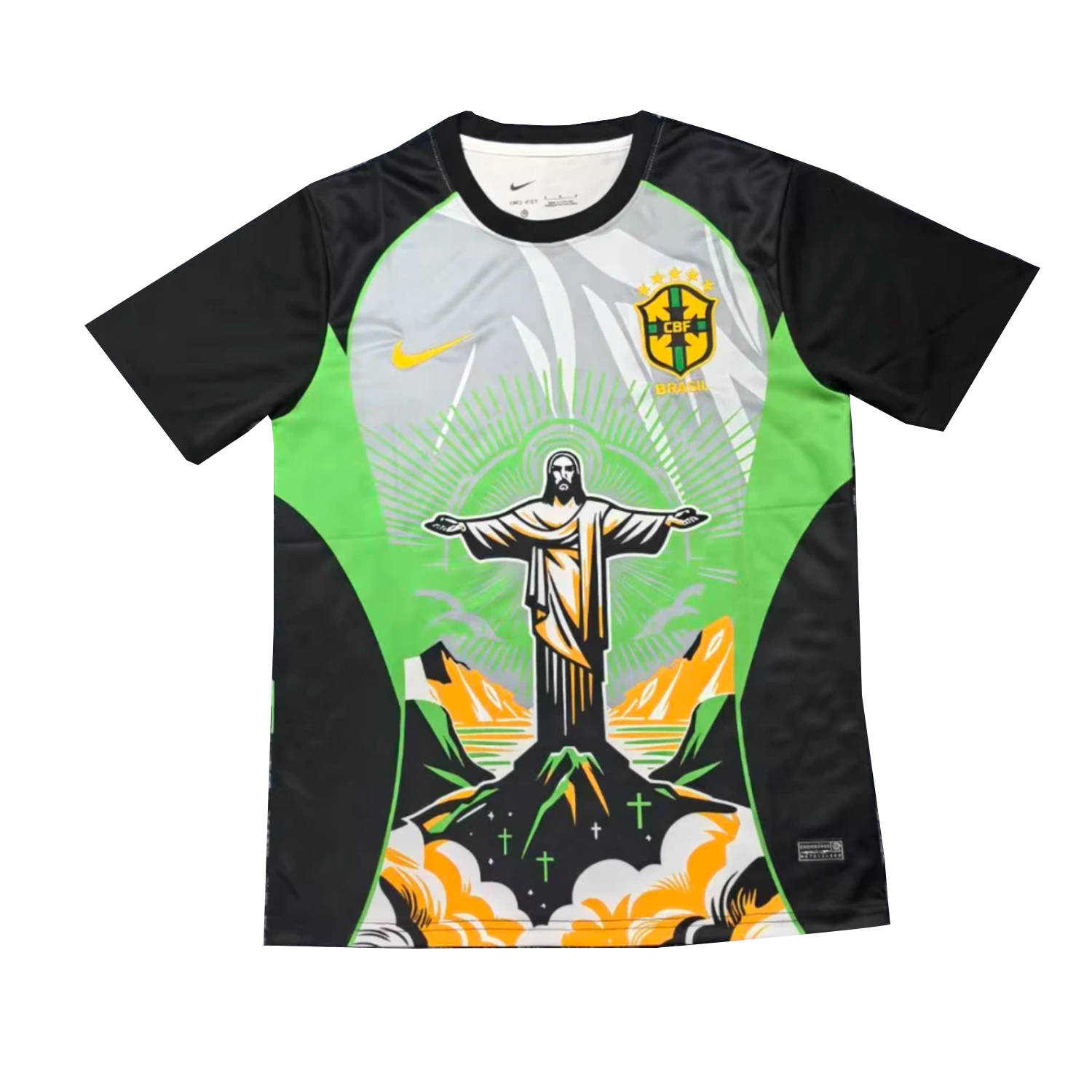TKH-turbokithub-Brazil 25-26 Jesus Green And Black Jersey - Fans Version