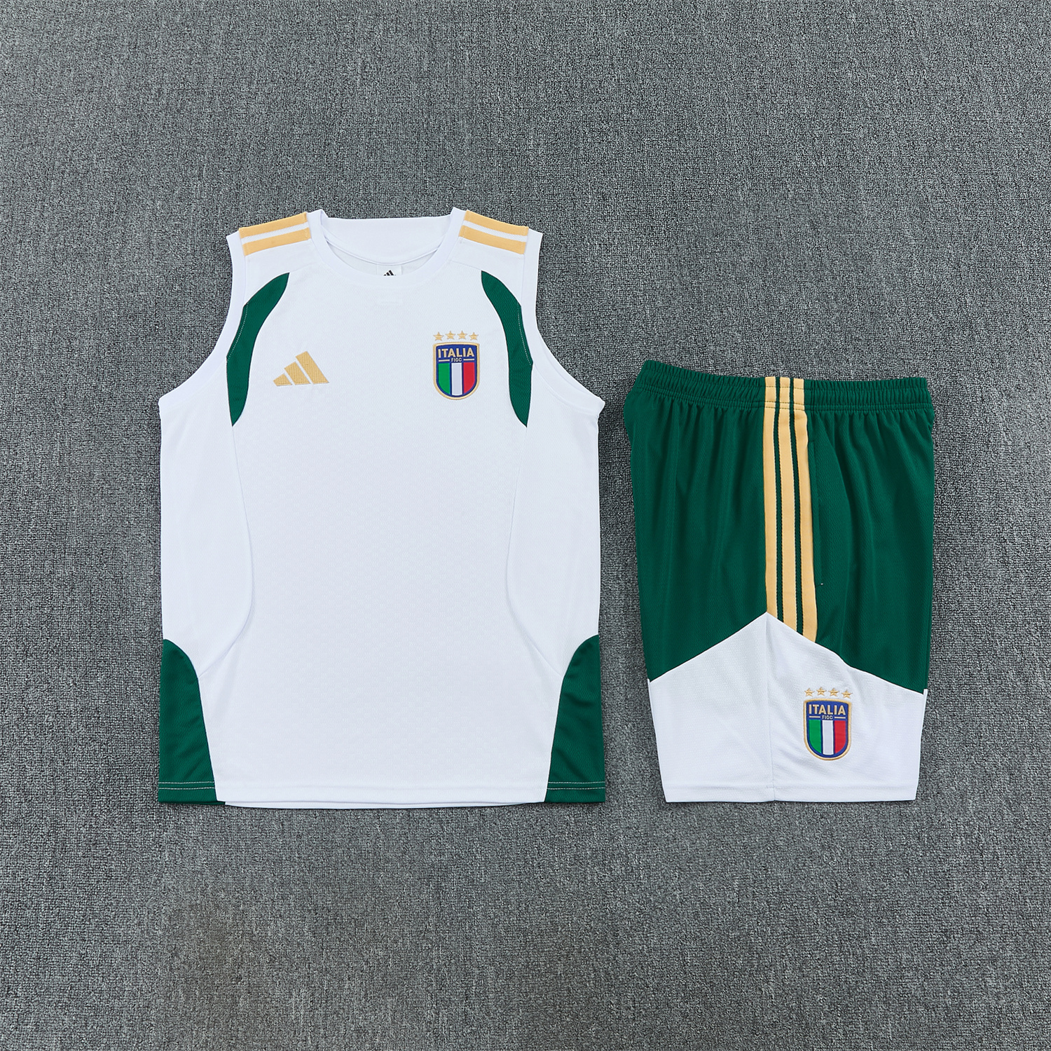 TKH-turbokithub-Italy 2026 Vest Training Set - White Vest and Green Shorts